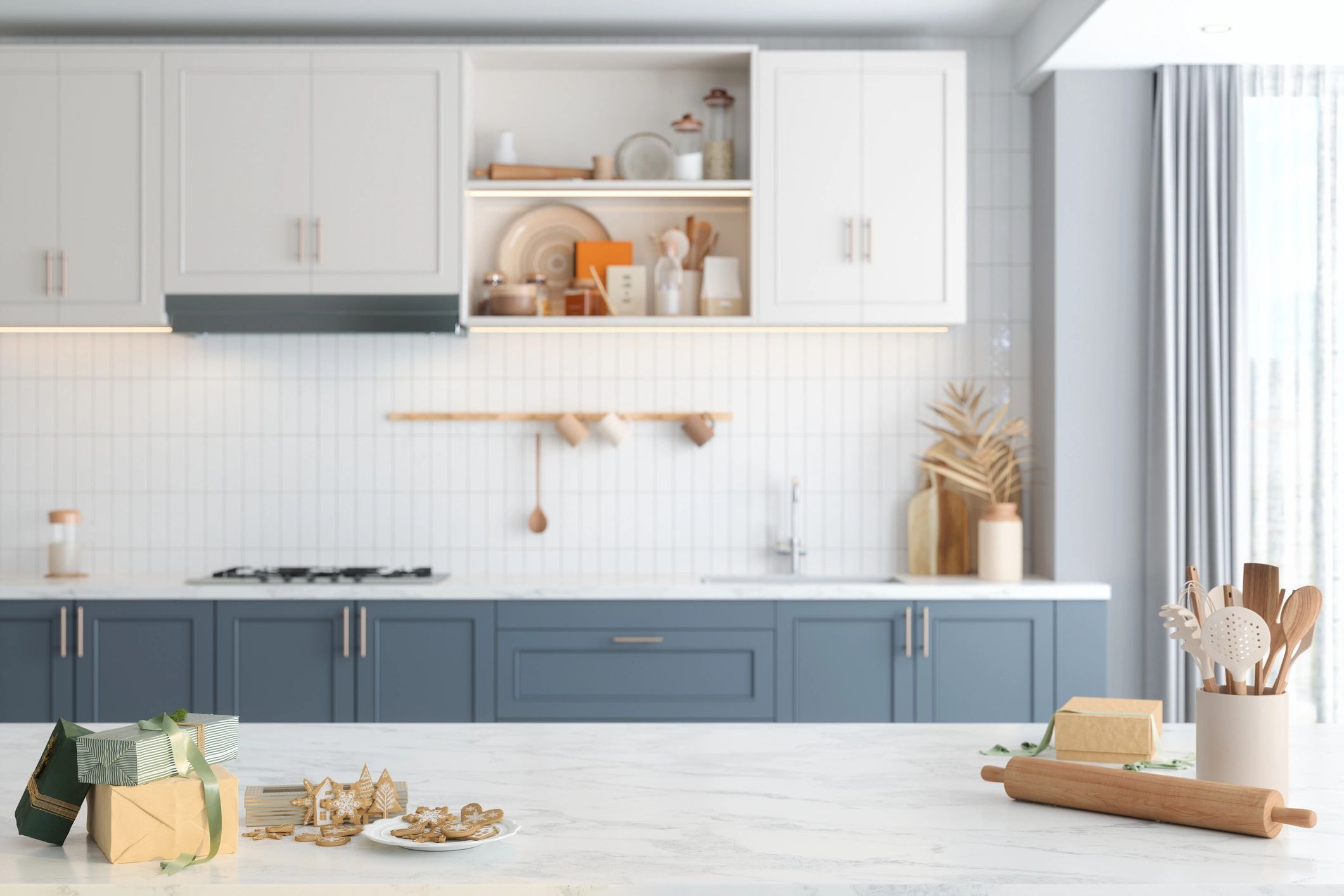 Kitchen counter with homemade treats and natural light