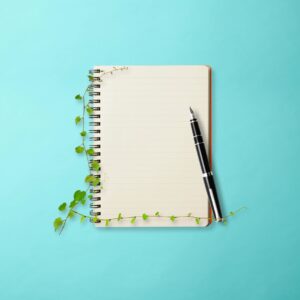 Lifestyle product image for Curious Pea Daily Ritual Journal on a clean desk with soft natural tones.
